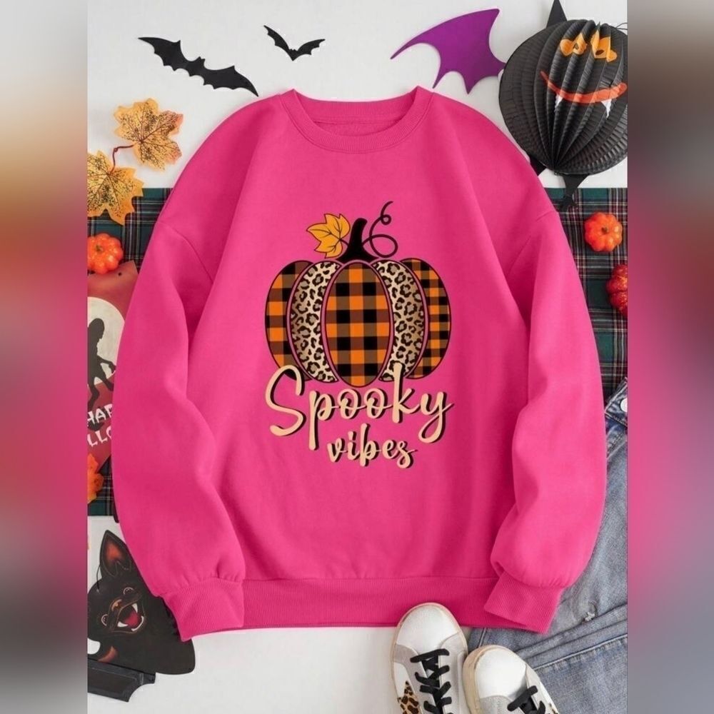 Spooky Vibes Pink Sweater Size XL